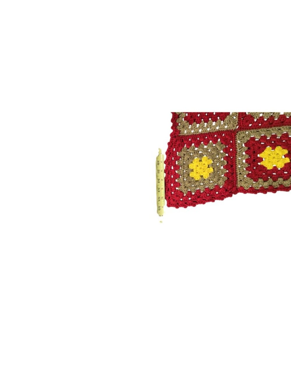 Handmade Granny Square Blanket Crochet Red Yellow Brown 55" X 37" Fall - Picture 3 of 4